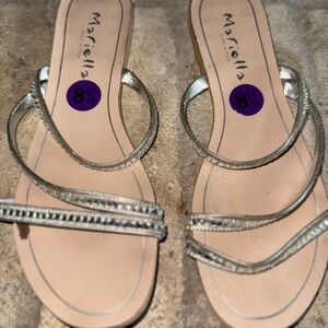 MARELLA Silver Sandals with Crystal Embellishments